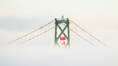 Nova Scotia Halifax Canadian flag suspension bridge