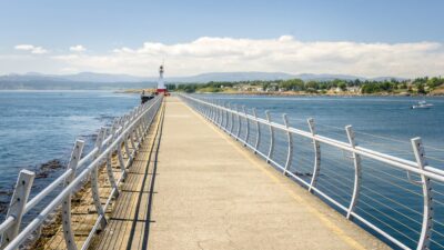 British columbia light house fenced catwalk