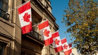 Canada flag balcony