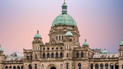 Parliament building in victoria dusk