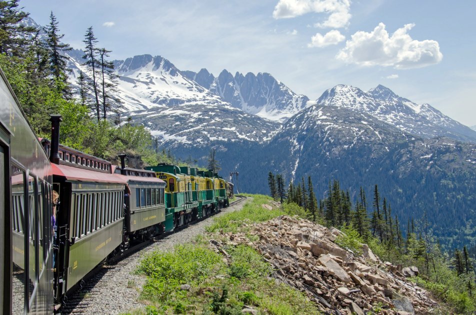 A view of a train in the White Pass and Yukon Route